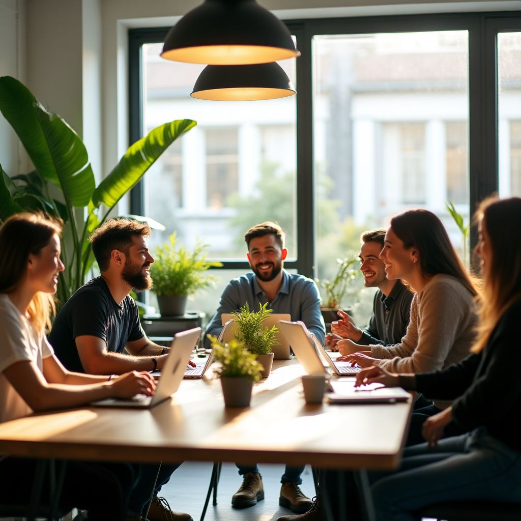 Team von Beratern arbeitet gemeinsam in einem modernen Büro